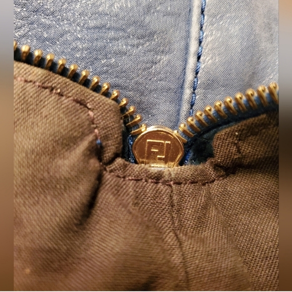 Fendi Blue Metallic Nubuck Medium Chains Tote Bag - Picture 8 of 16